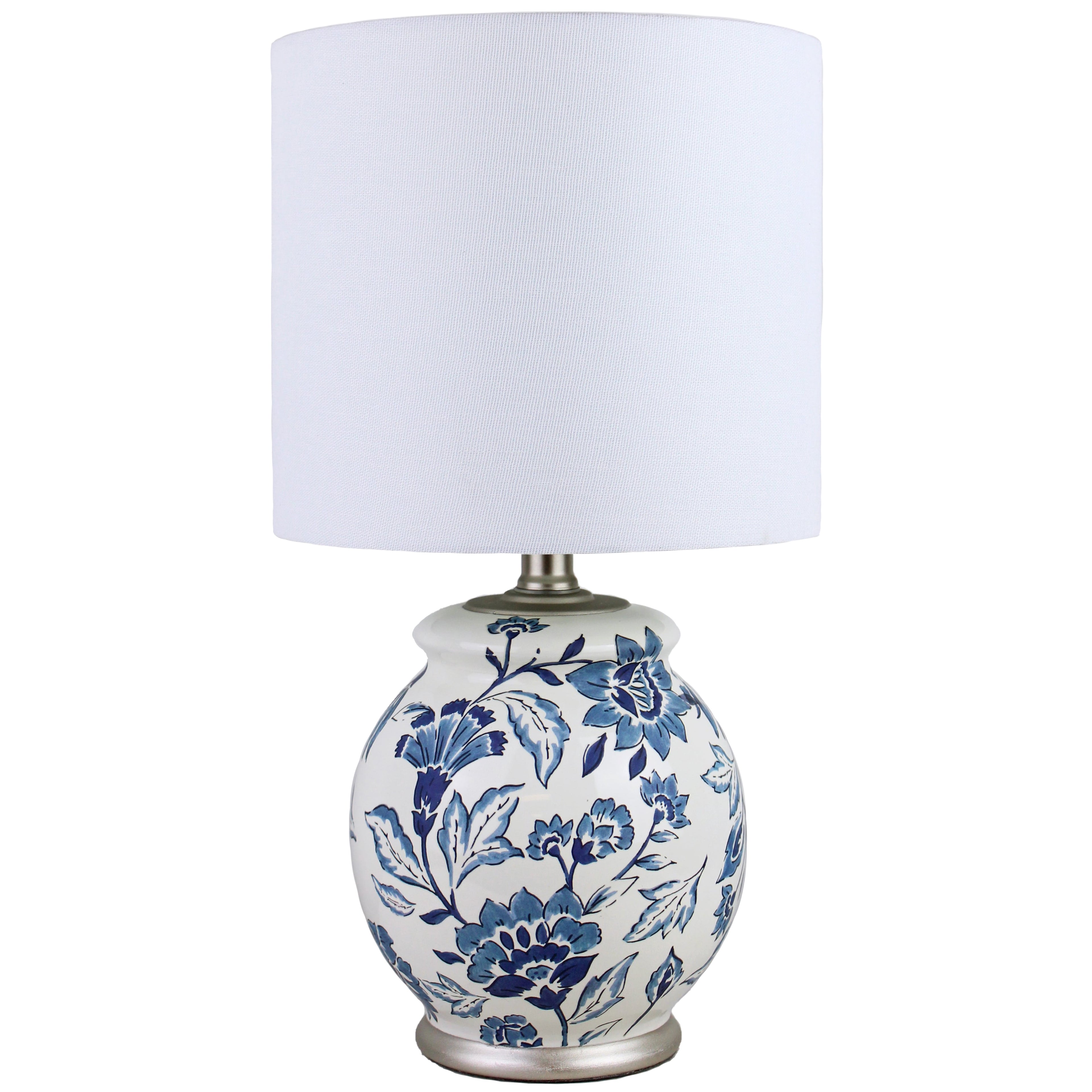  Floral Ceramic Lamp with Shade, 17"