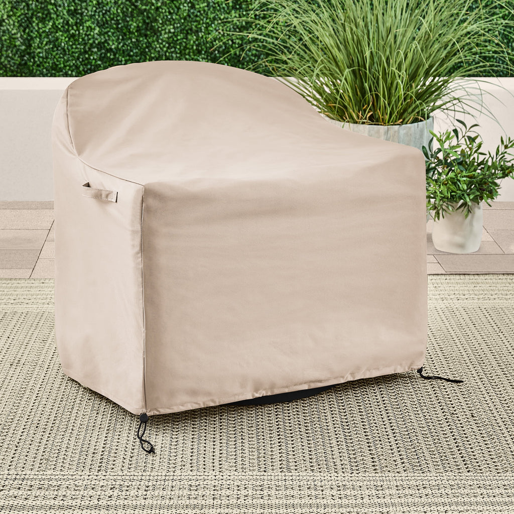  Bellamy Outdoor Motion Chair, Dark Brown Wicker with Cream Cushion