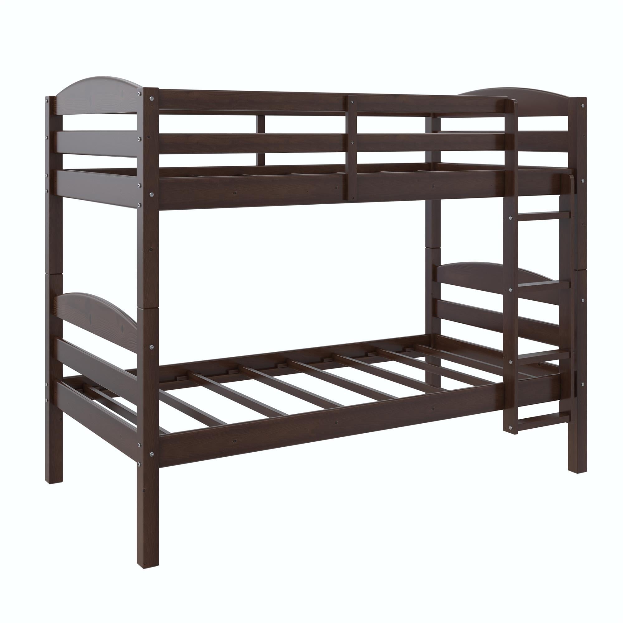  Leighton Solid Wood Twin-over-Twin Convertible Bunk Bed, Mocha