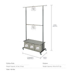 2-Tier Metal Rolling Garment Rack with 3 Drawer Closet Organizer, Gray
