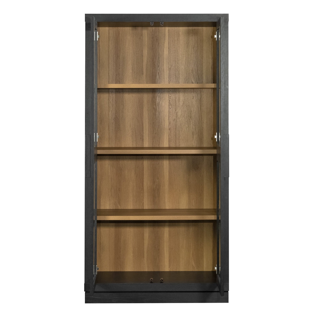  Ezra Glass Door Storage Accent Cabinet, Rich Black finish