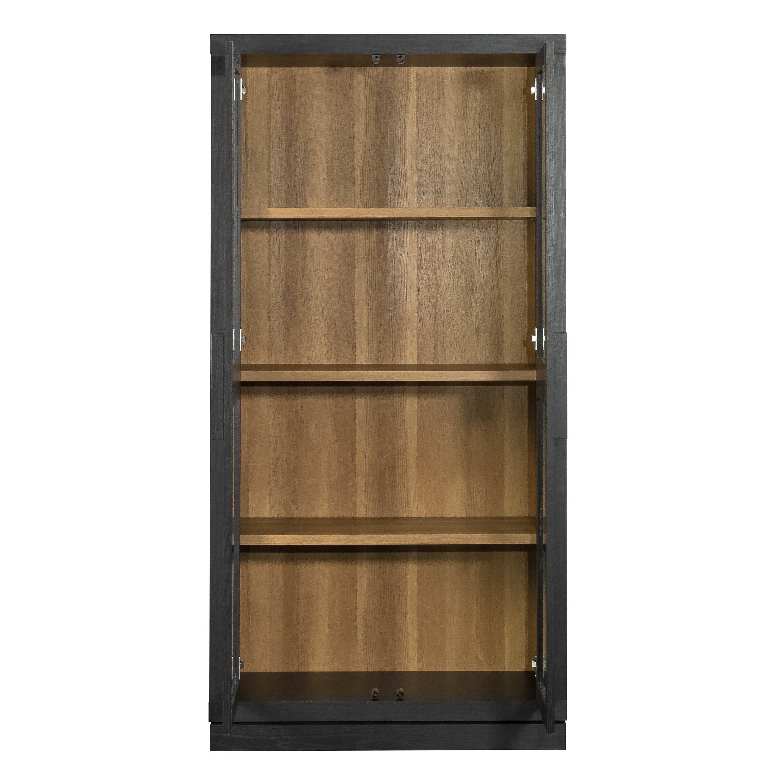  Ezra Glass Door Storage Accent Cabinet, Rich Black finish