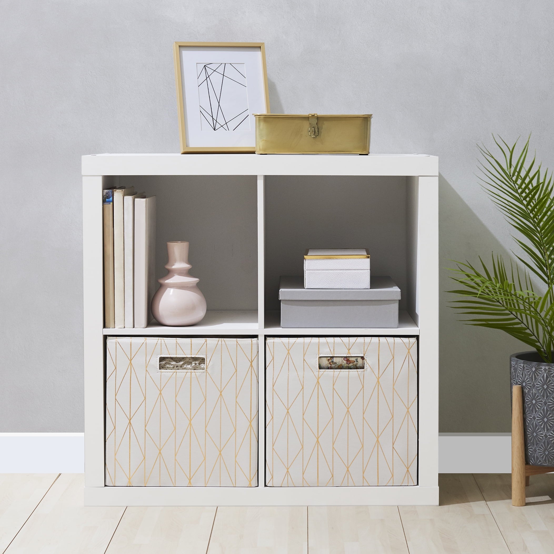  4 Cube Storage Organizer, White Texture