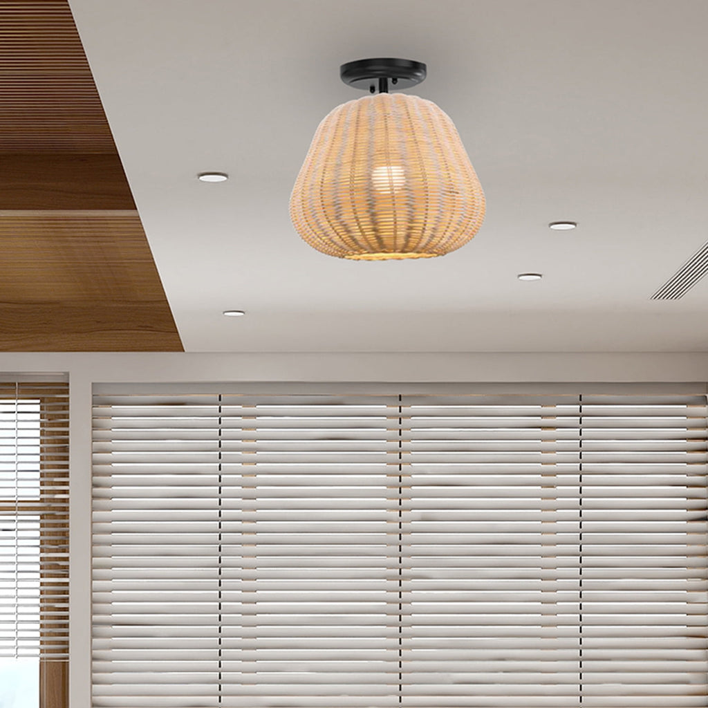  Nature Woven Ceiling Light, A19 60W Soft White, Medium Base, Dimmable, 1 pack