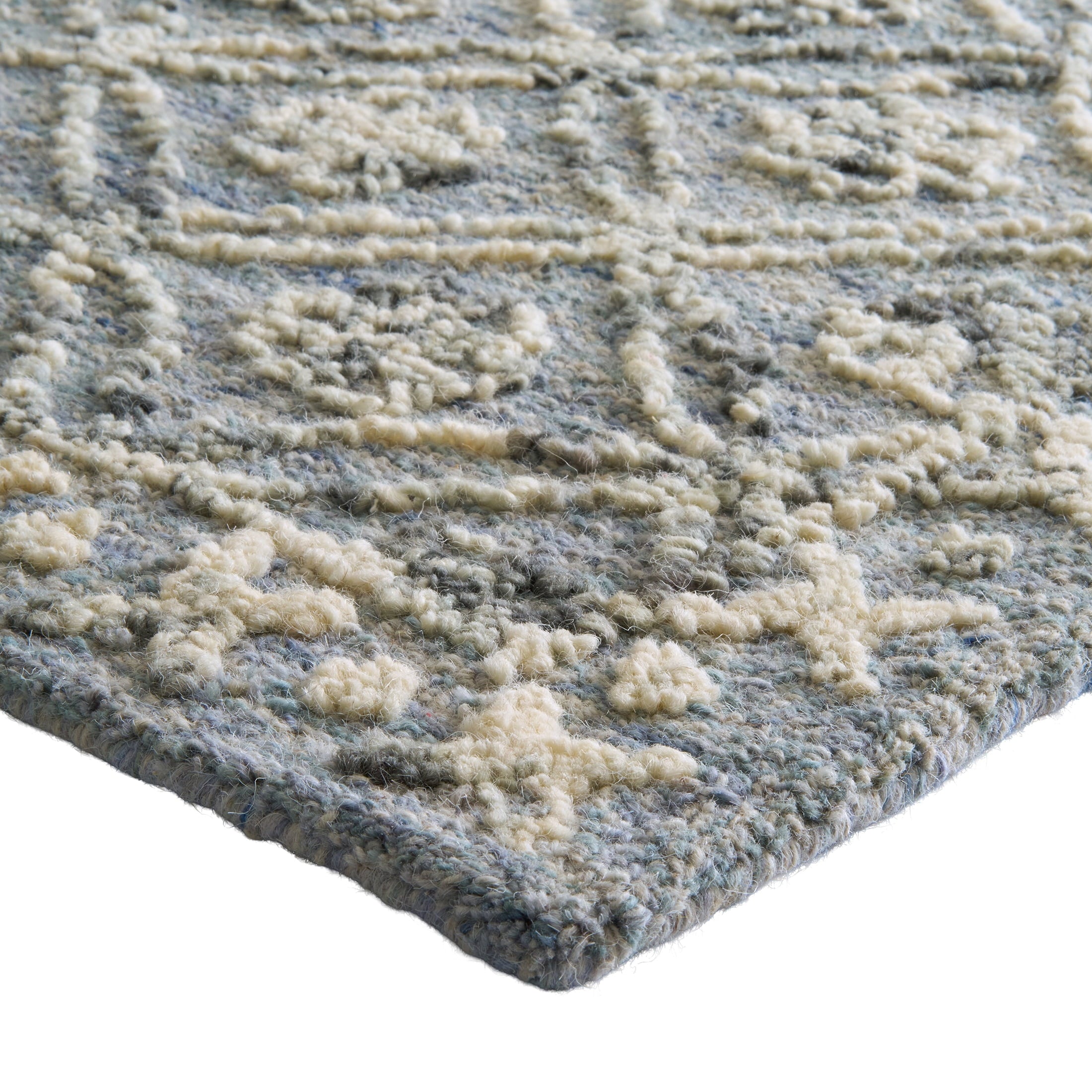  Blue/Silver Floral Trellis Indoor Area Rug, 5' x 7'
