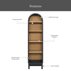  Juliet Narrow Arch Bookcase, Rich Black and Light Honey
