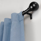  1" Matte Black Metal Ball Single Curtain Rod 32-120"
