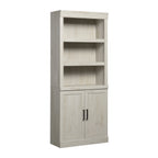  Glendale Bookcase With Doors, Rustic White Finish