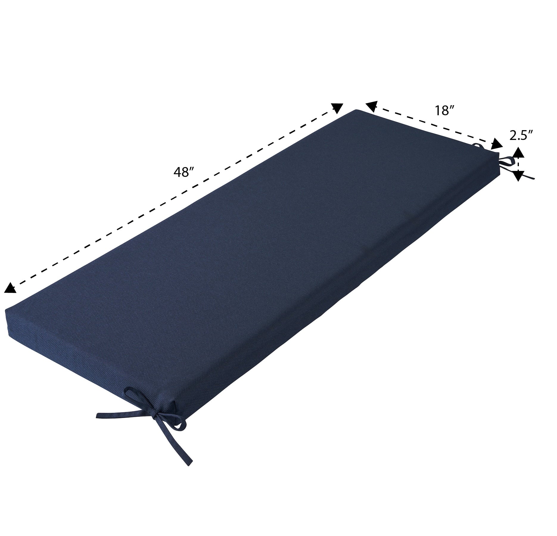  48" x 18" Premium Outdoor Bench Seat Cushion, 1-Piece, Navy