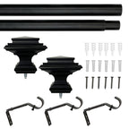  1� Metal Square Single Curtain Rod, Matte Black, 42-120�