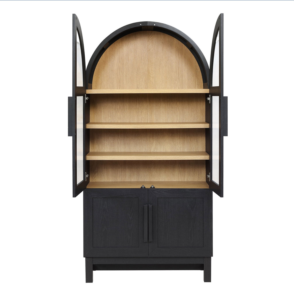  Juliet Kitchen Rounded Arch Cabinet, Rich Black