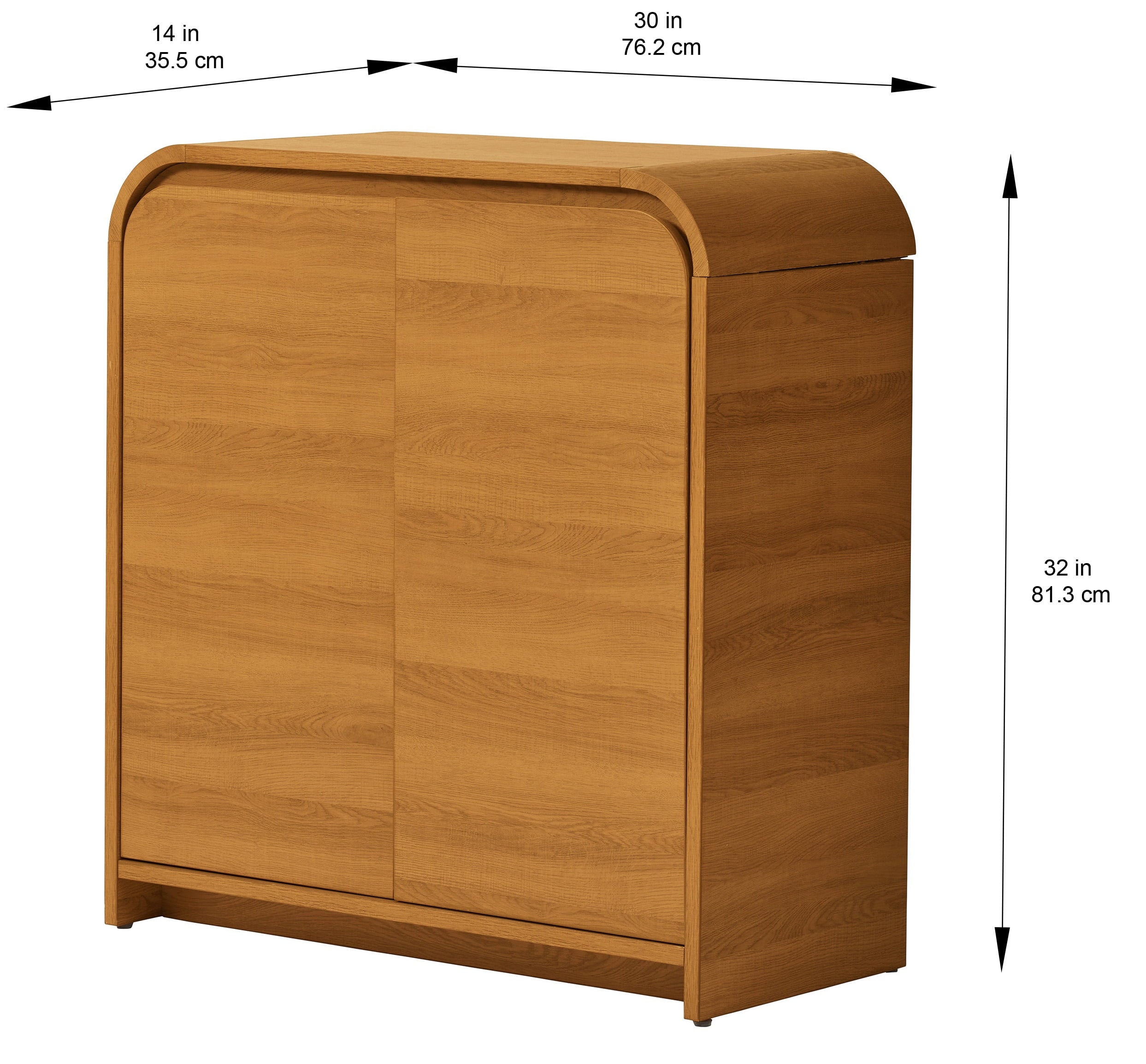  Juliet Curved Accent Cabinet, Warm Honey
