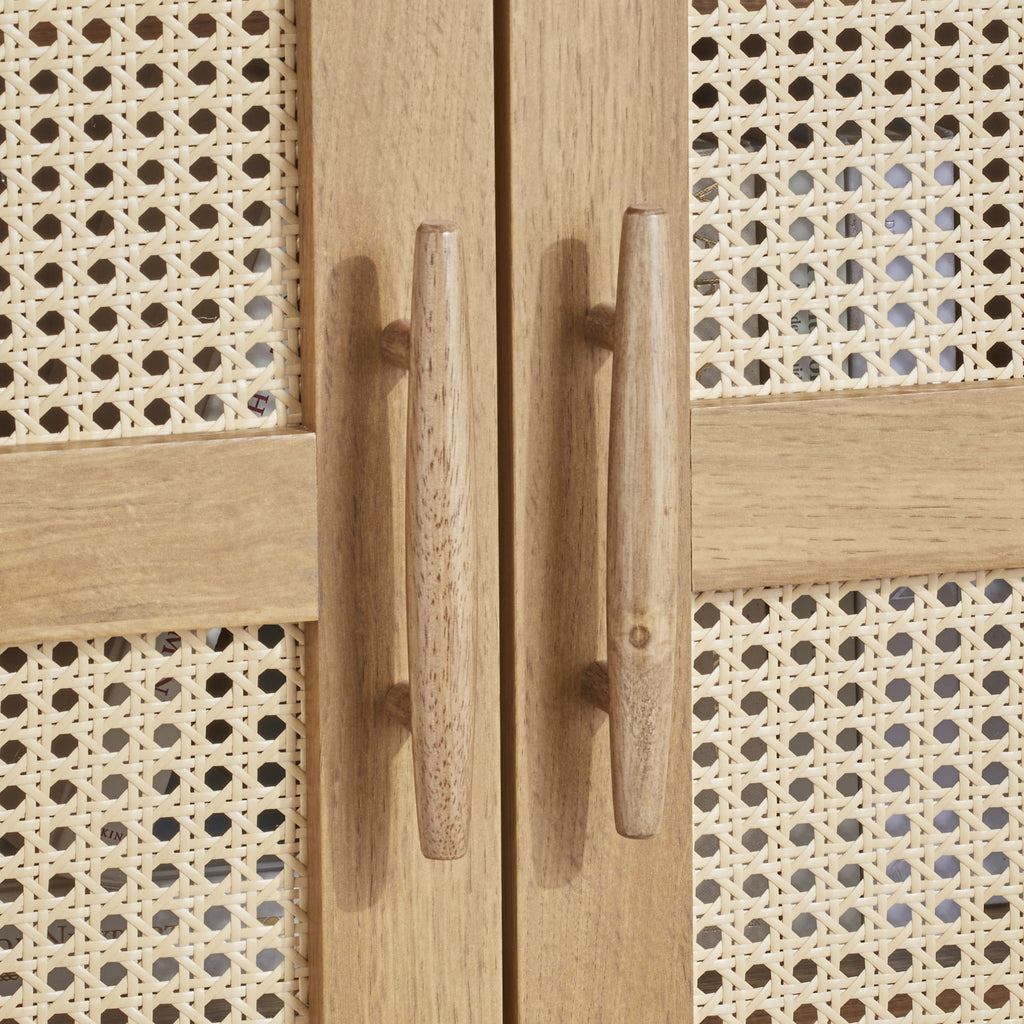  Springwood Caning Storage Accent Cabinet, Light Honey Finish