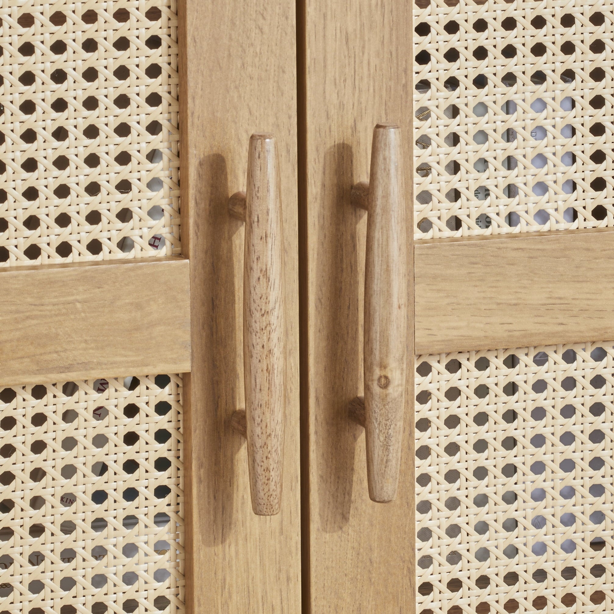  Springwood Caning Storage Accent Cabinet, Light Honey Finish