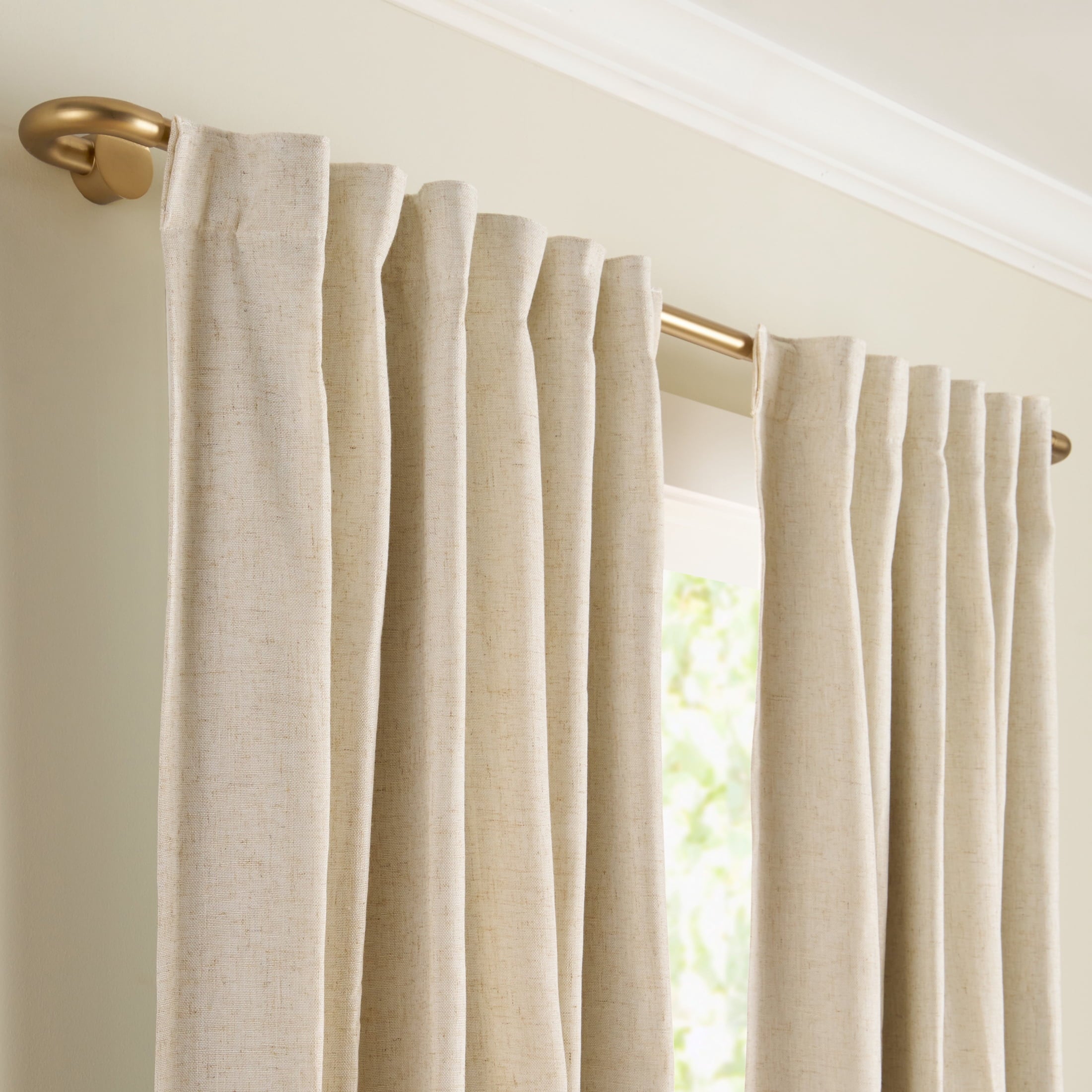  1" Brass Swooping Adjustable Single Curtain Rod, 32-120"
