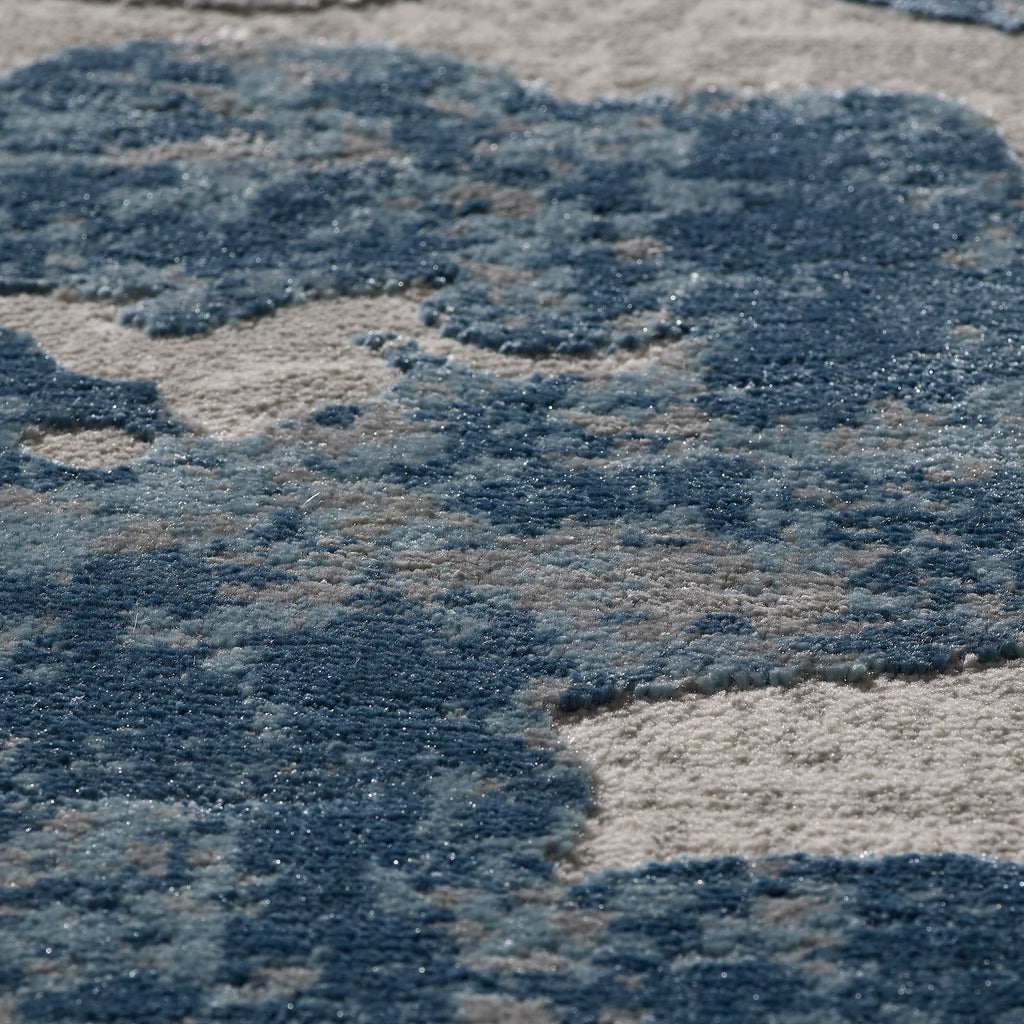  Blue & Gray Botanical Blooms, Indoor Area Rug, 5' x 7'