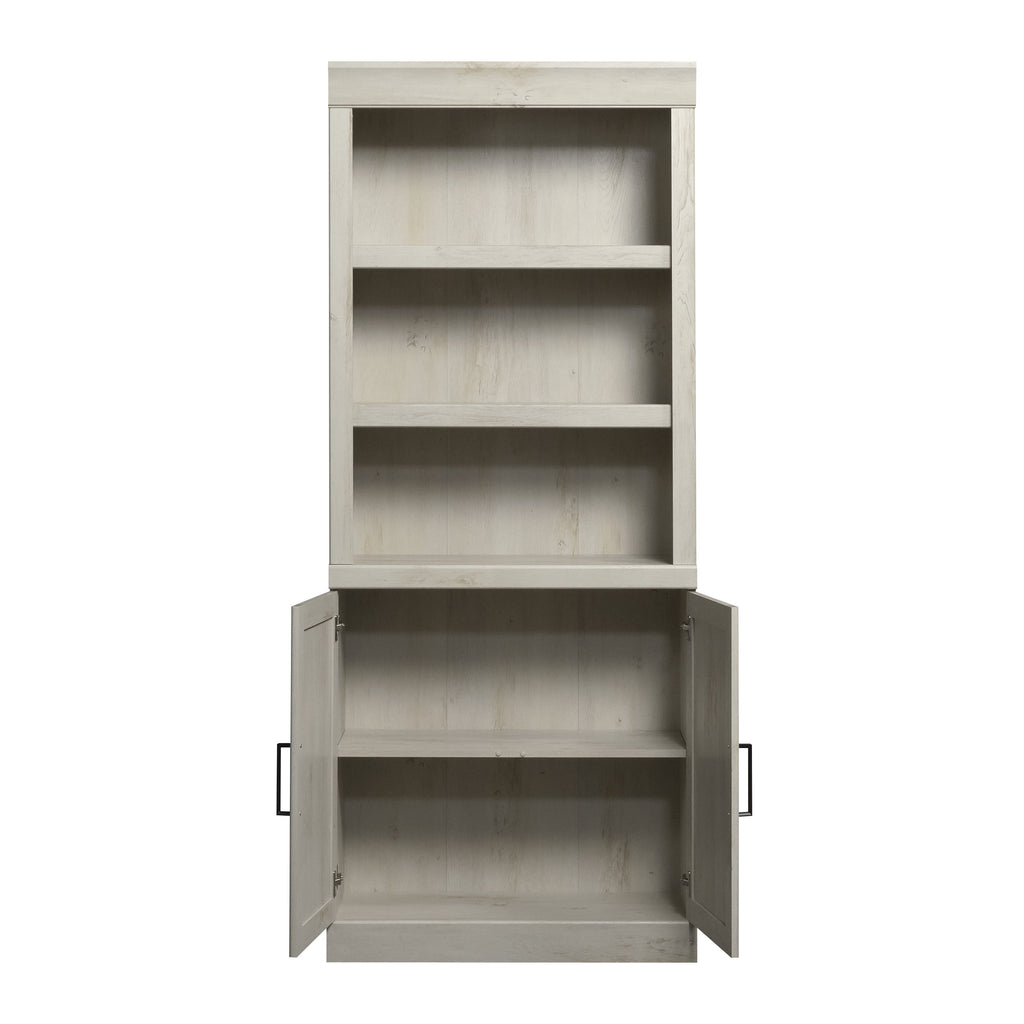  Glendale Bookcase With Doors, Rustic White Finish