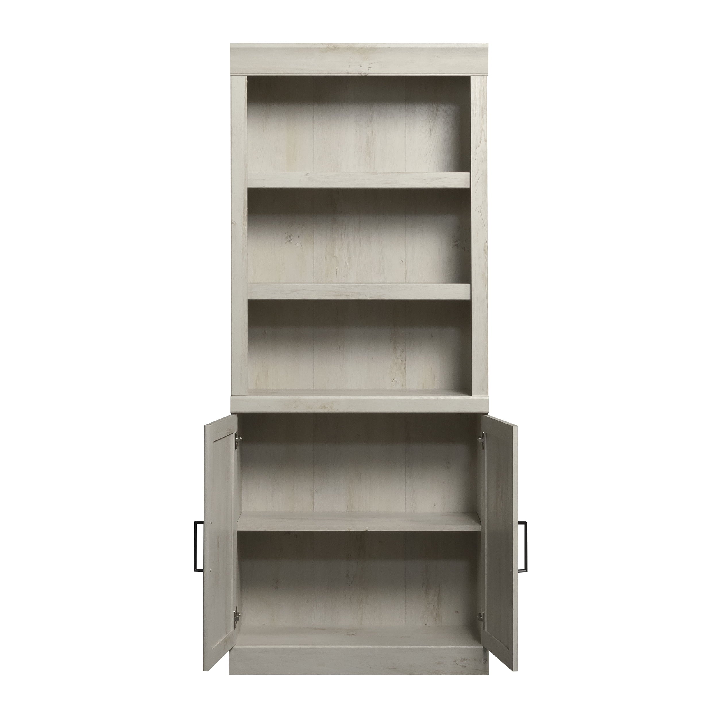  Glendale Bookcase With Doors, Rustic White Finish