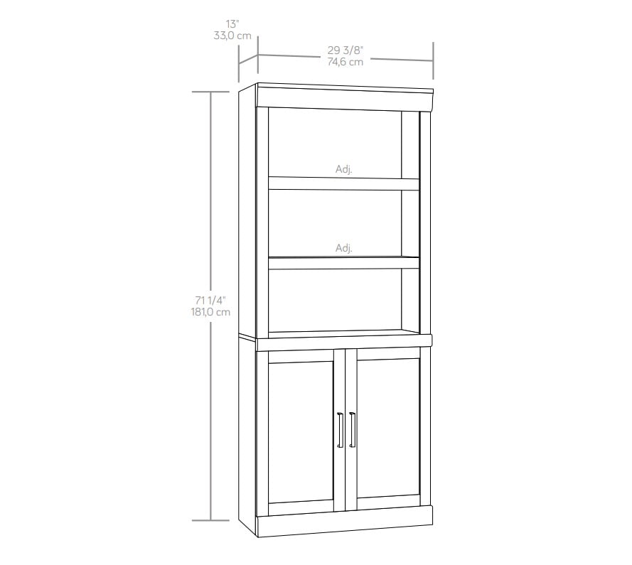  Glendale Bookcase With Doors, Rustic White Finish