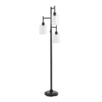  63.5 in 3 Light Contemporary Black Floor Lamp Clear Glass