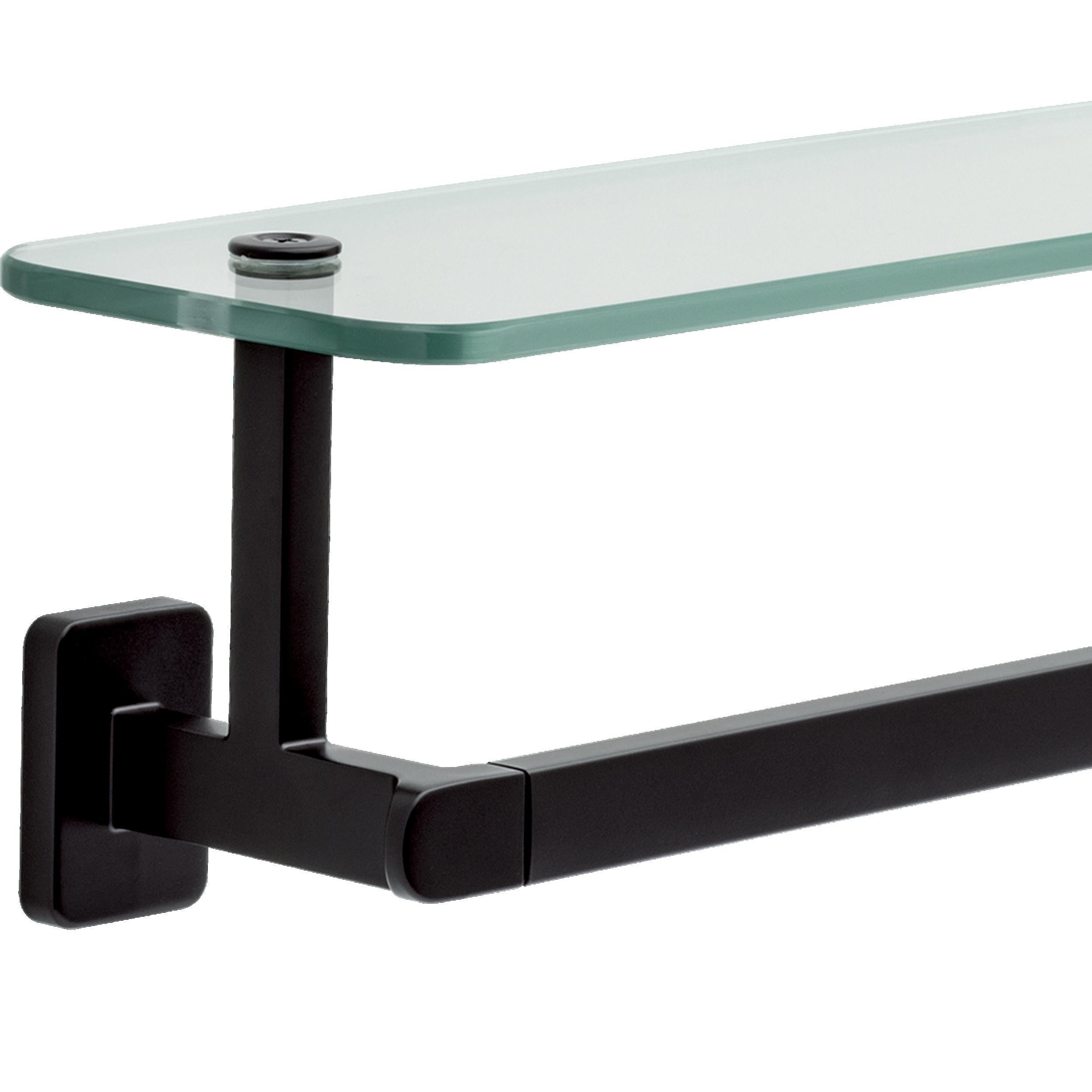  Alden 18" Towel Bar with Glass Shelf in Matte Black
