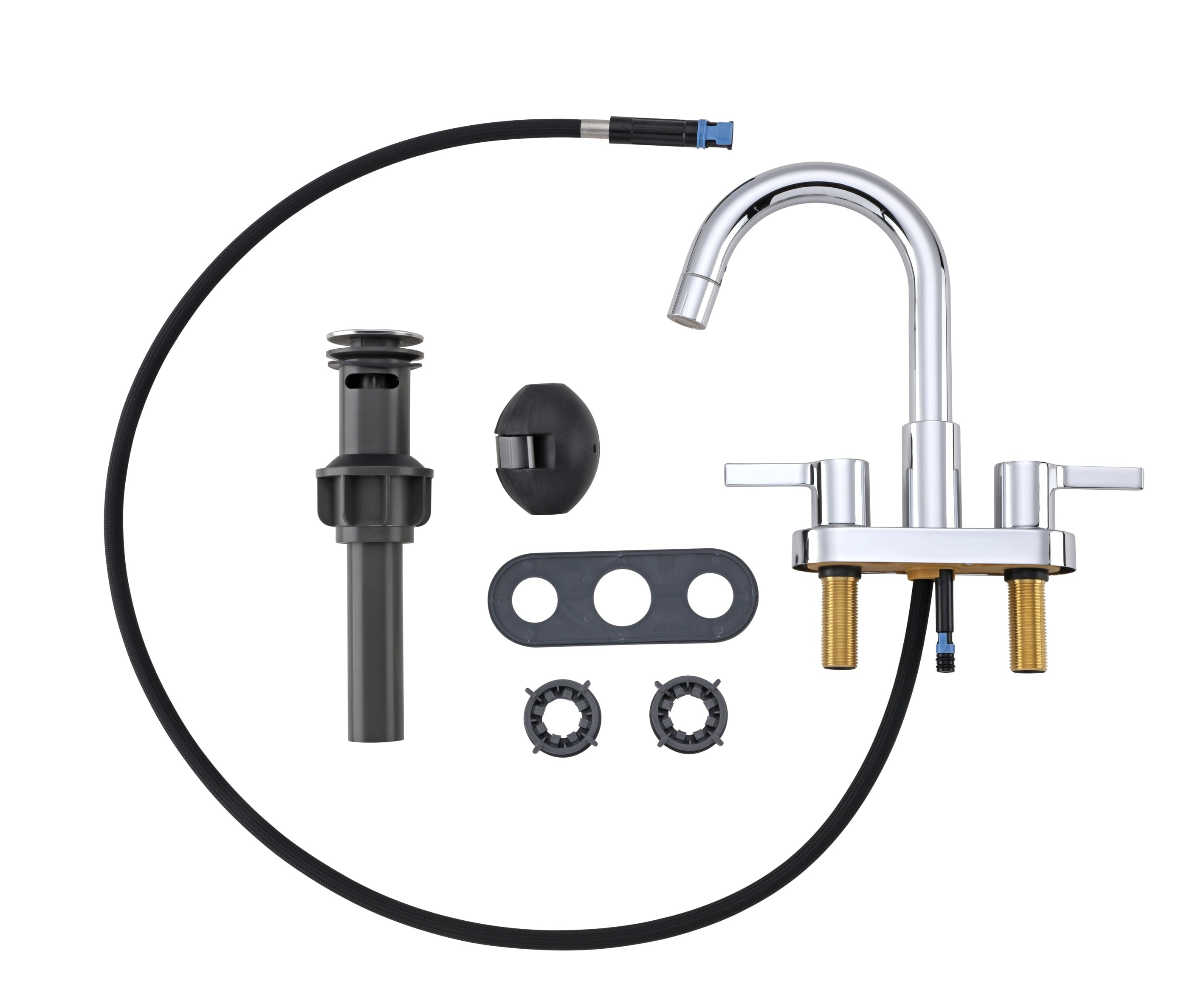  Clean Modern Chrome 4" Centerset Bathroom Faucet with Pull-Down Sprayer