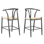  Springwood Wishbone Metal Counter Bar Stool, 2 Pack, Black Color for Indoor