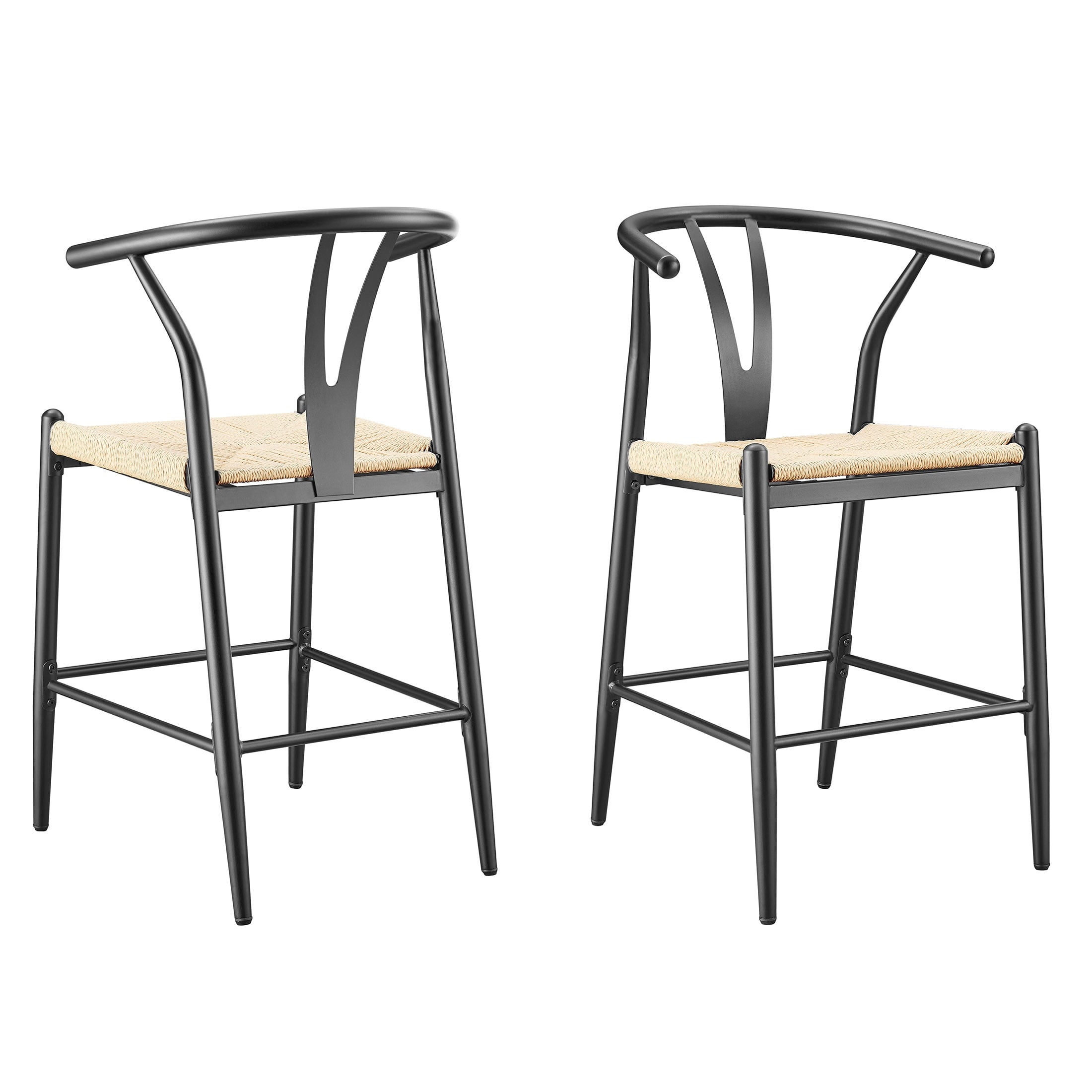  Springwood Wishbone Metal Counter Bar Stool, 2 Pack, Black Color for Indoor