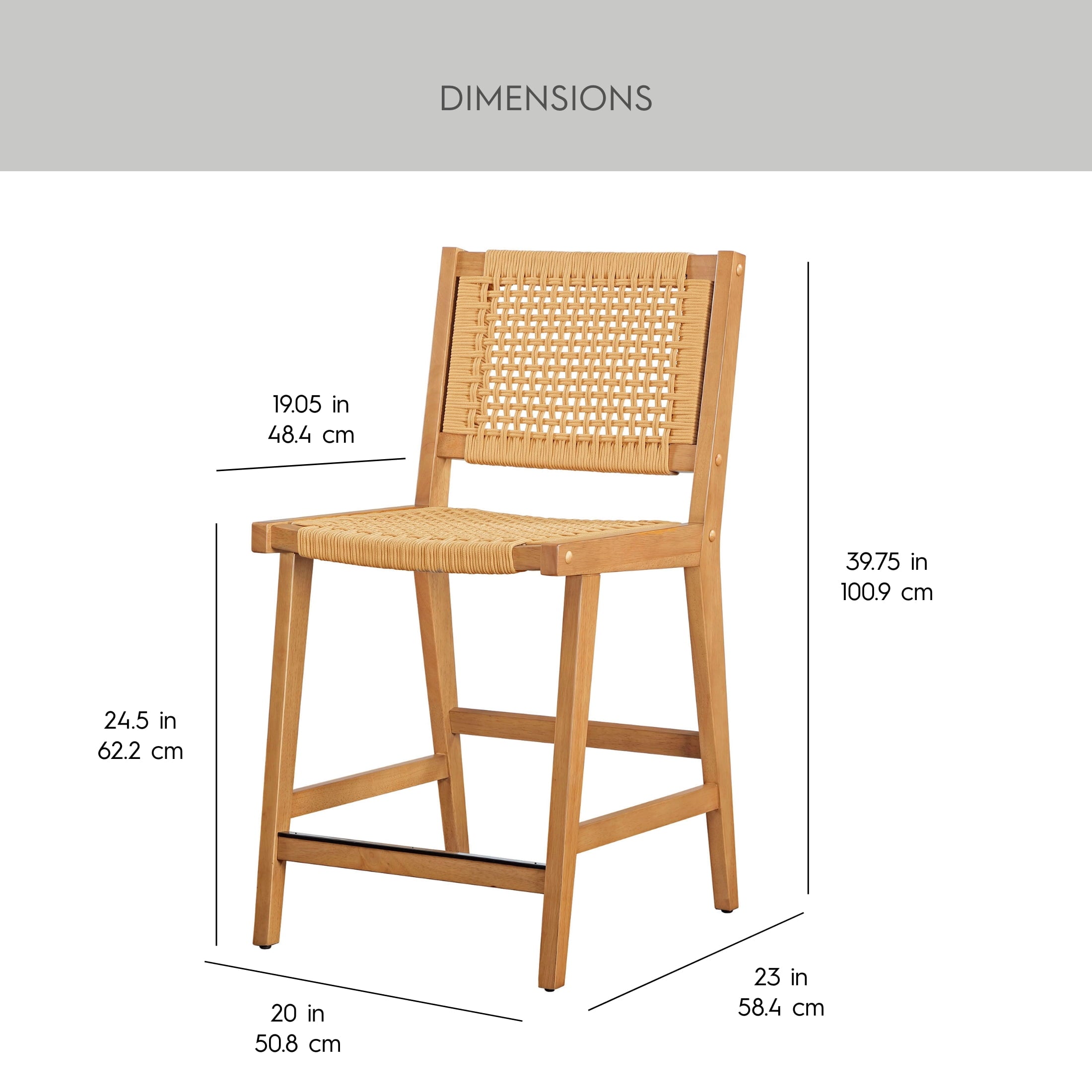  Vista Woven Counter-Height Stools 2 Pack, Light Honey Finish