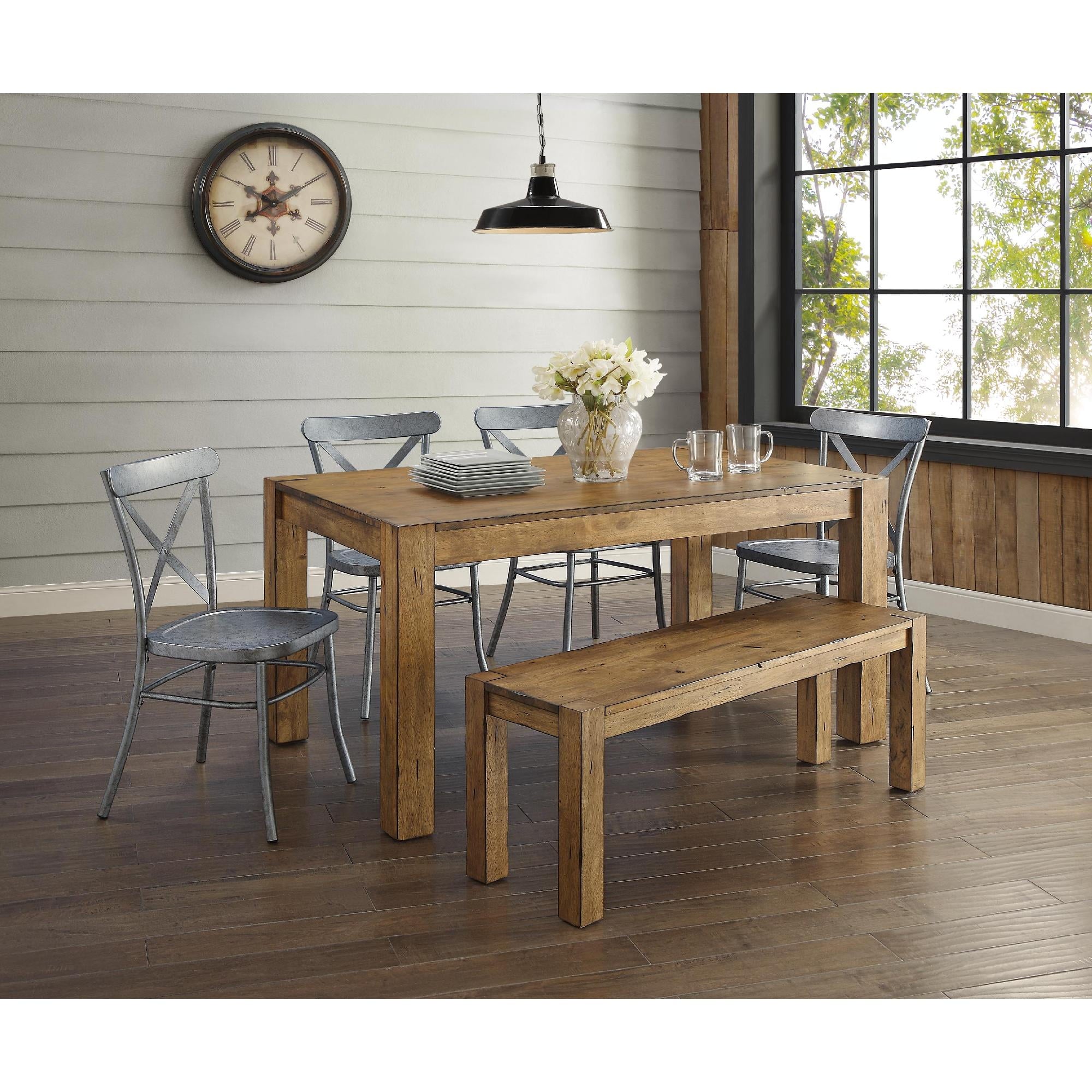  Collin Distressed Dining Chair, Set of 2, Silver Finish