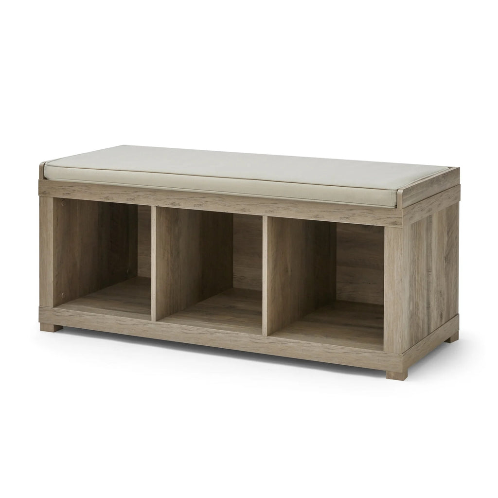  3-Cube Storage Bench, Rustic Gray