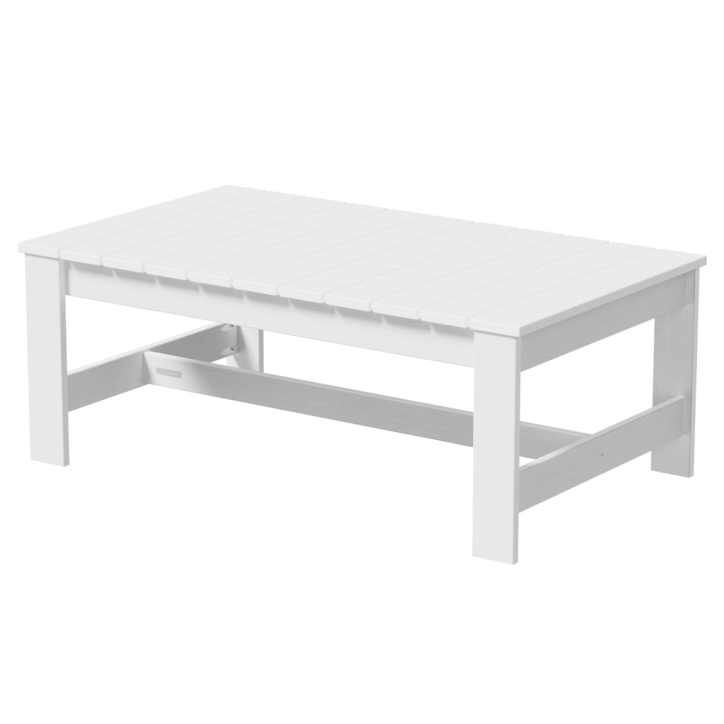  Ezra 4-Piece Outdoor HDPE Conversation Set, White with Neutral Palm Cushions
