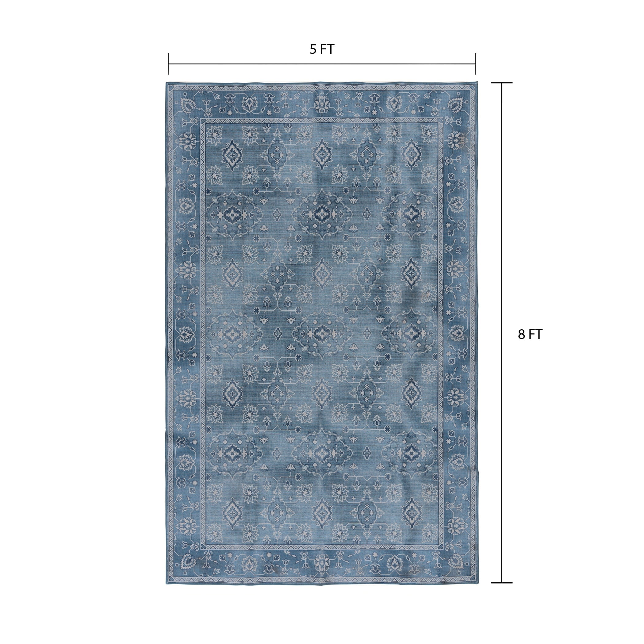  Blue Lillian Dainty Persian Area Rug, 5'x8'