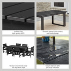 Ezra 7-Piece Outdoor HDPE Dining Set, Black