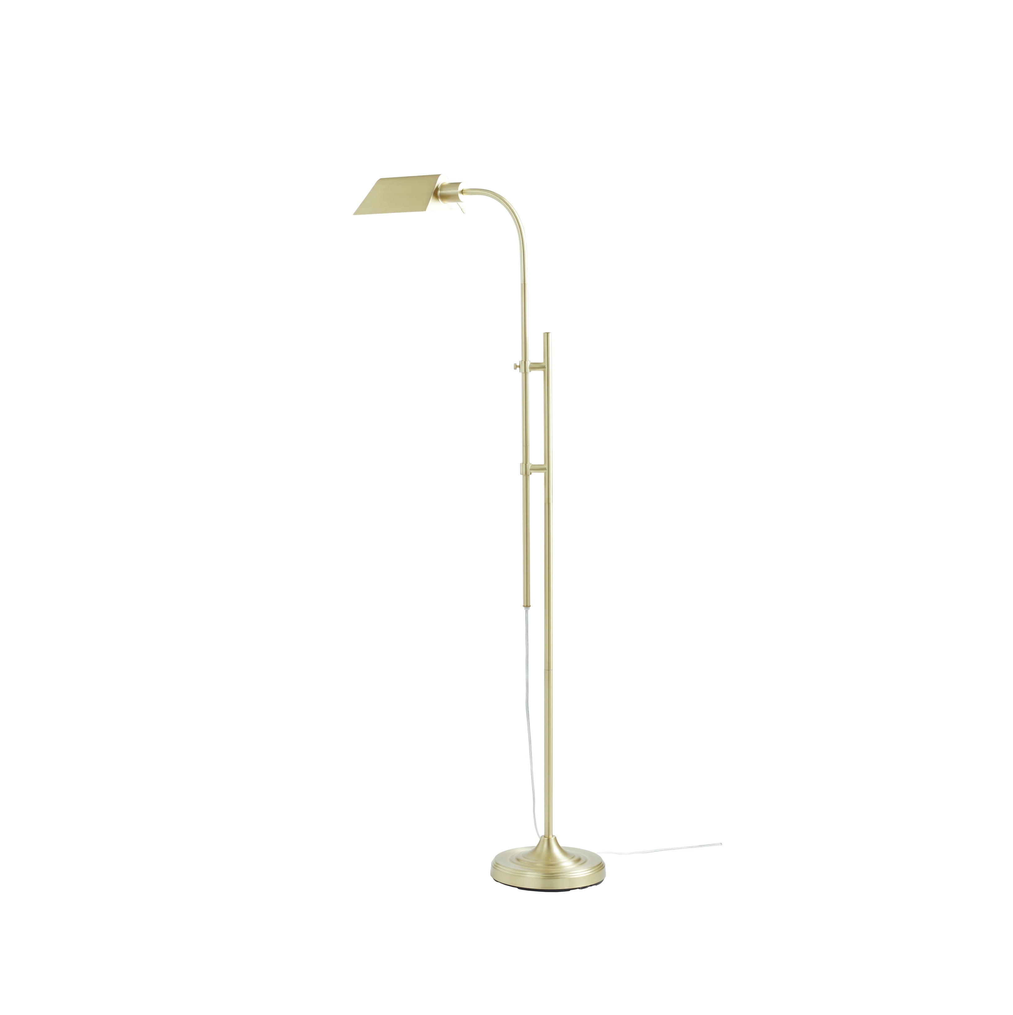  1-Light Modern Adjustable Brass Floor Lamp Gold