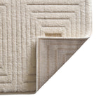  Tan/White Linear Square Geo High-Low Indoor Rug Runner, 2.5' x 7'