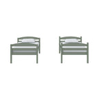 (2 pack)  Leighton Kids Solid Wood Twin-over-Twin Convertible Bunk Bed with Ladder and Guardrails, Sage Green