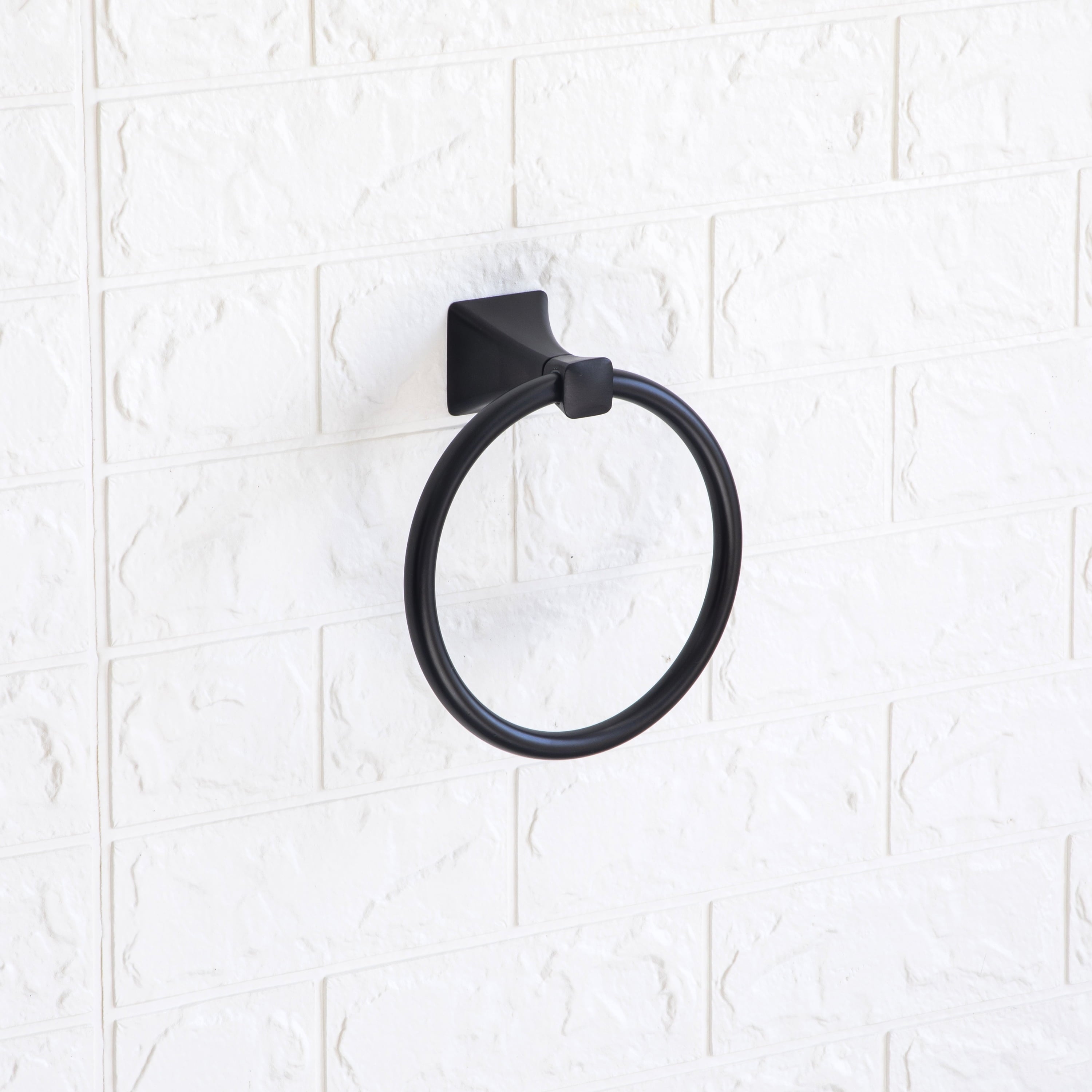  Steel Wall Mount 5PC Bath Hardware and Towel Holder Set Matte Black, Horizontal Orientation
