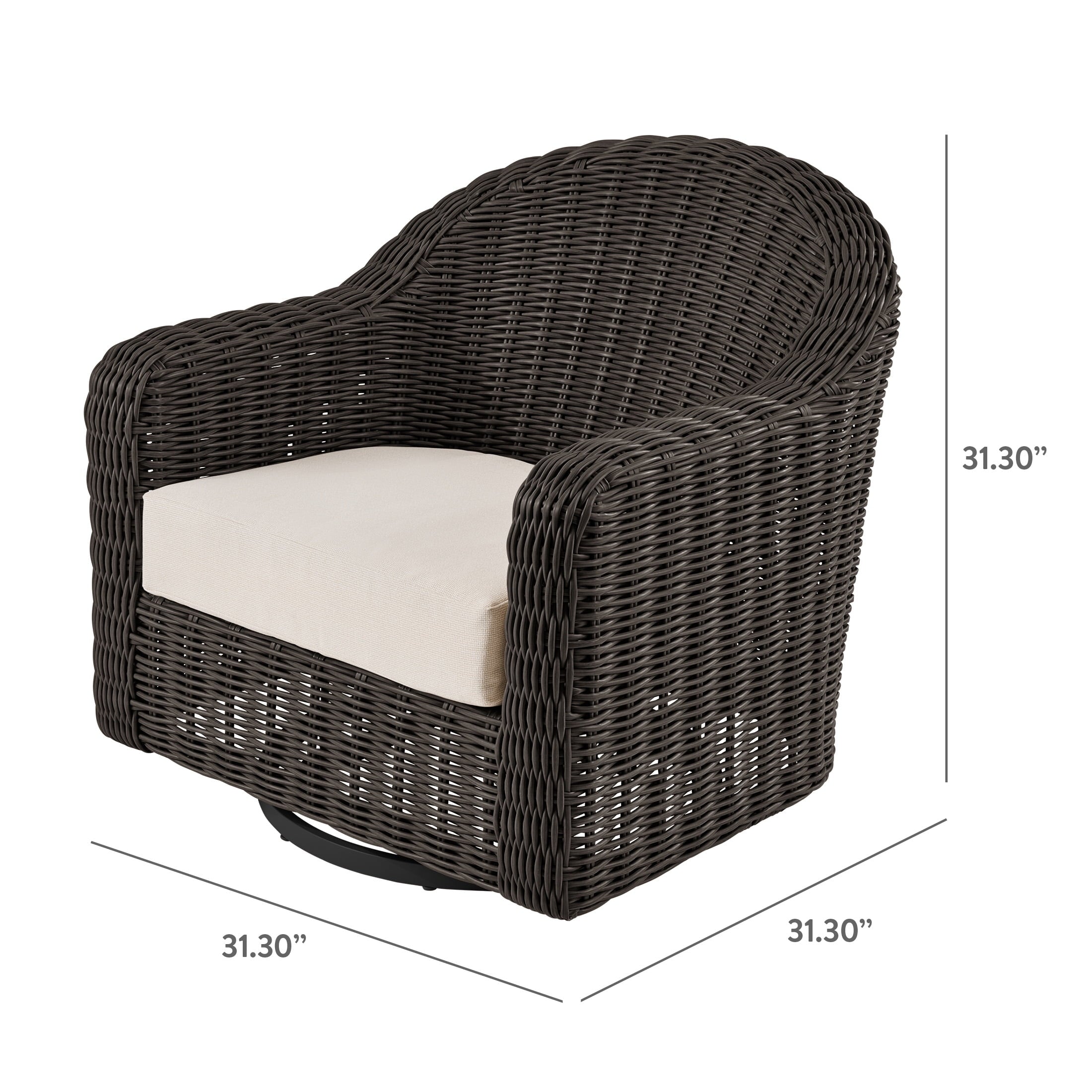  Bellamy Outdoor Motion Chair, Dark Brown Wicker with Cream Cushion