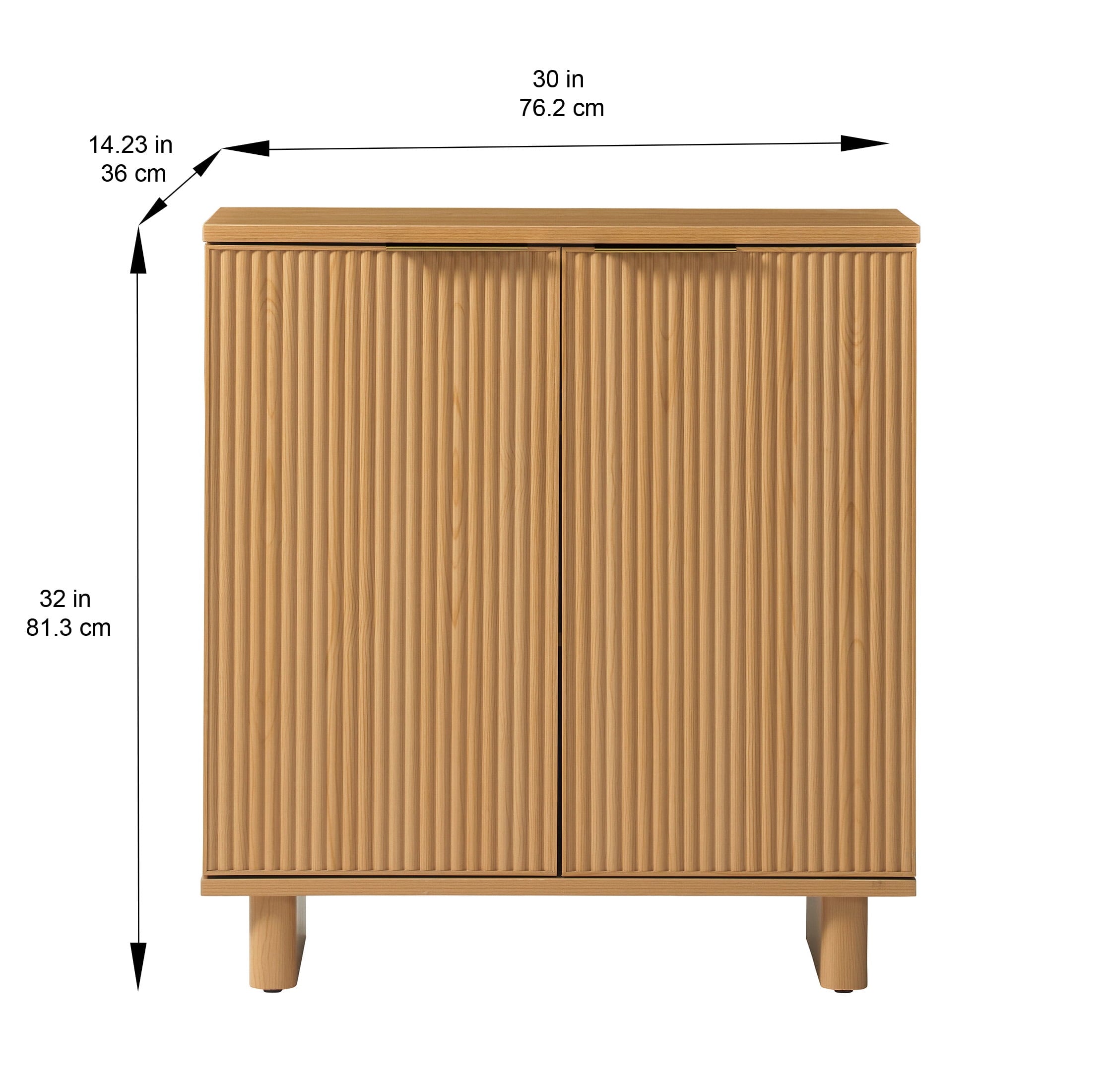  Lillian Fluted Accent Cabinet, Natural Pine Finish