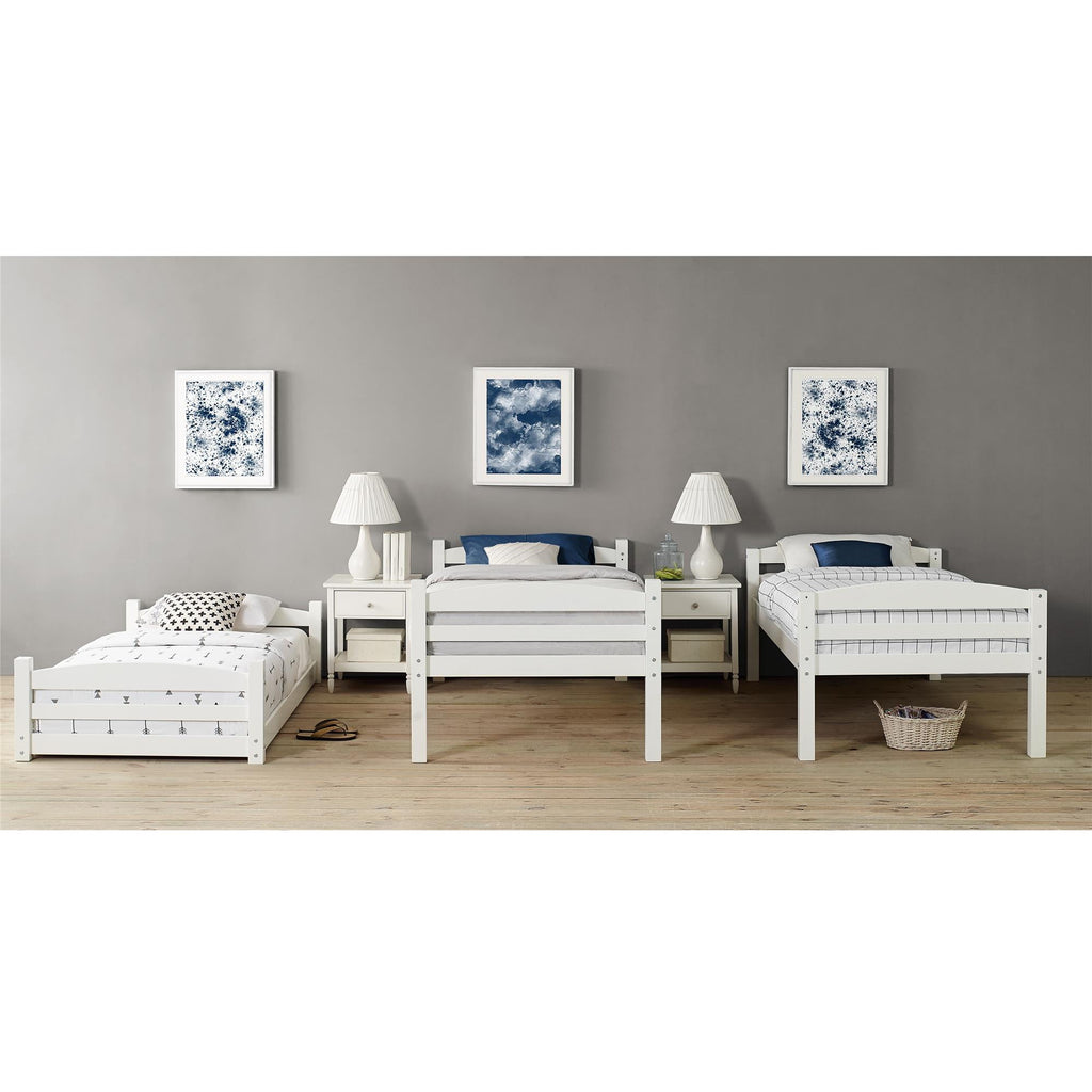  Tristan Kids' Convertible Triple Bunk Bed, Twin Over Twin Over Twin, White