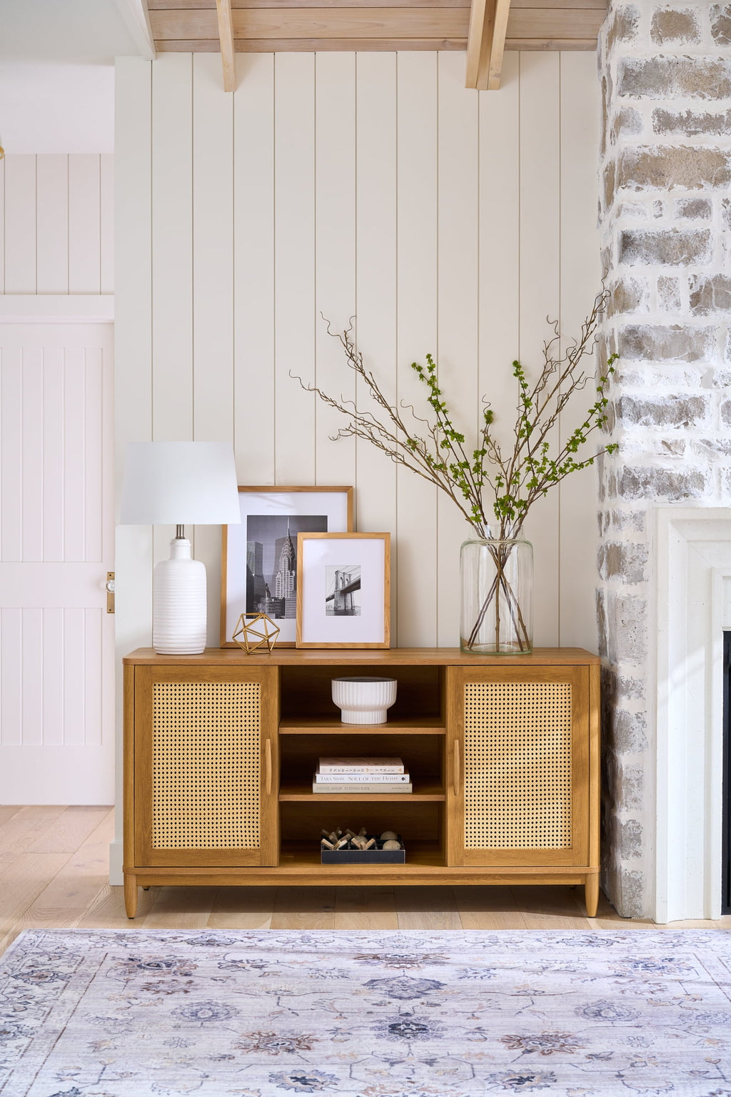  Springwood Cane TV Stand for TV's up to 65", Light Honey Finish