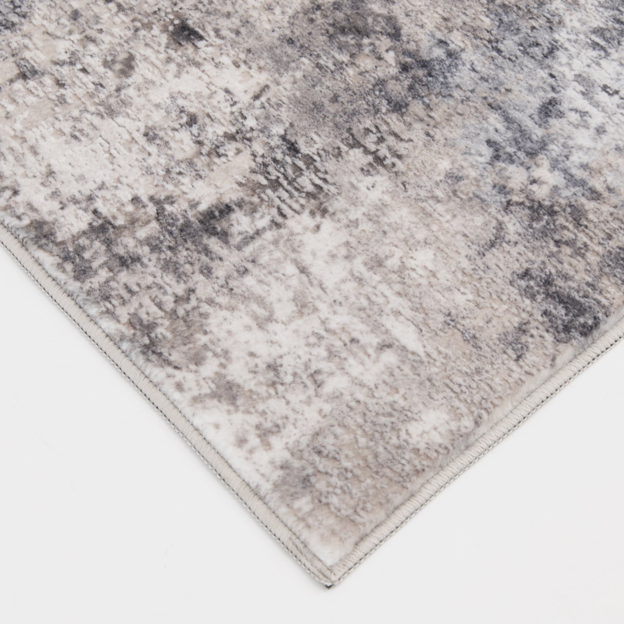 5' x7' Grey Beige Abstract Machine Washable Faux Fur Indoor Area Rug