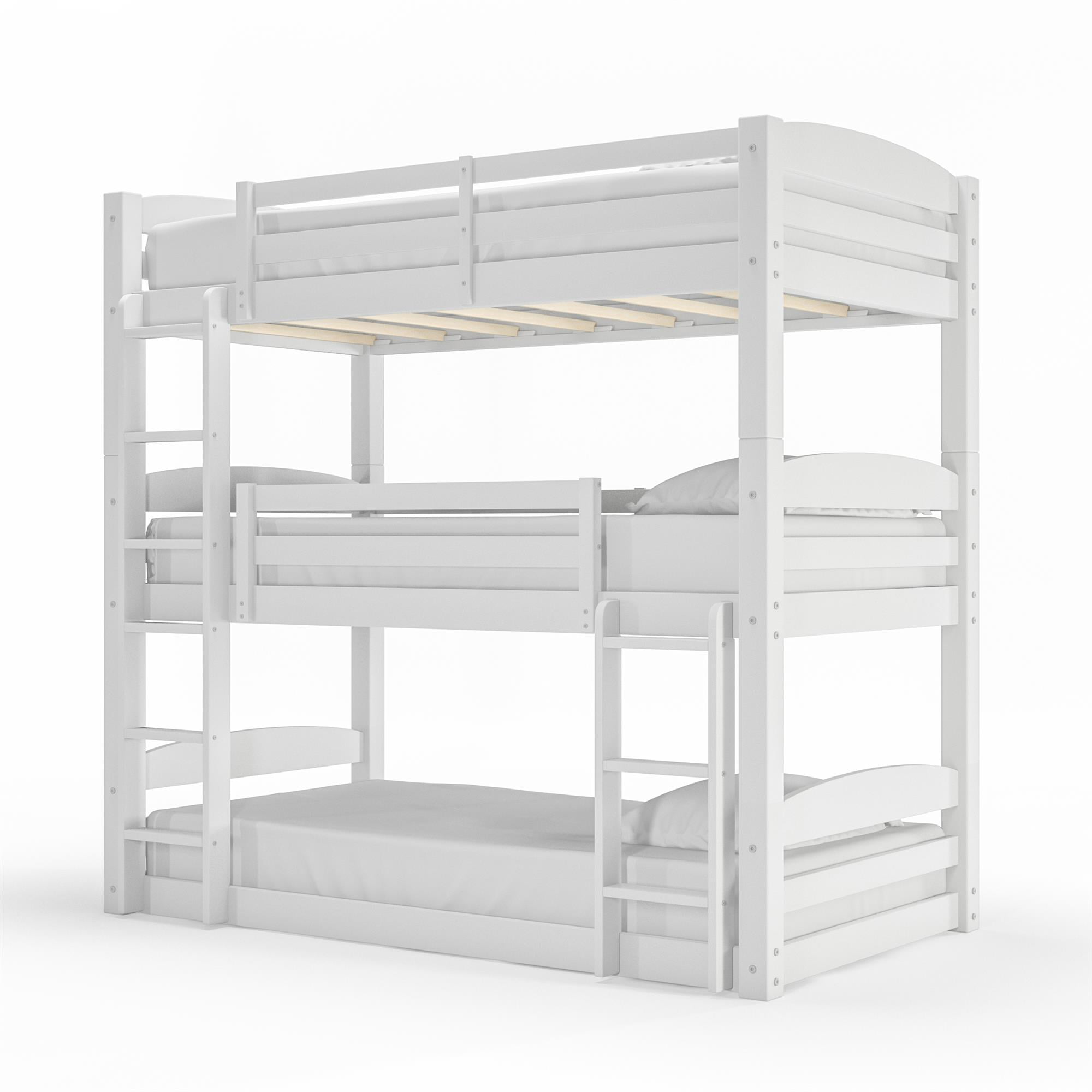  Tristan Kids' Convertible Triple Bunk Bed, Twin Over Twin Over Twin, White