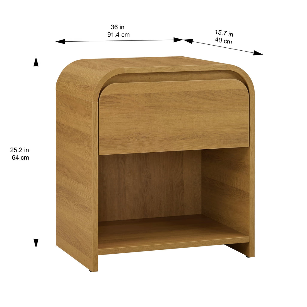  Juliet 4 Drawer Dresser and 2 Nightstands Bedroom Set, Light Honey