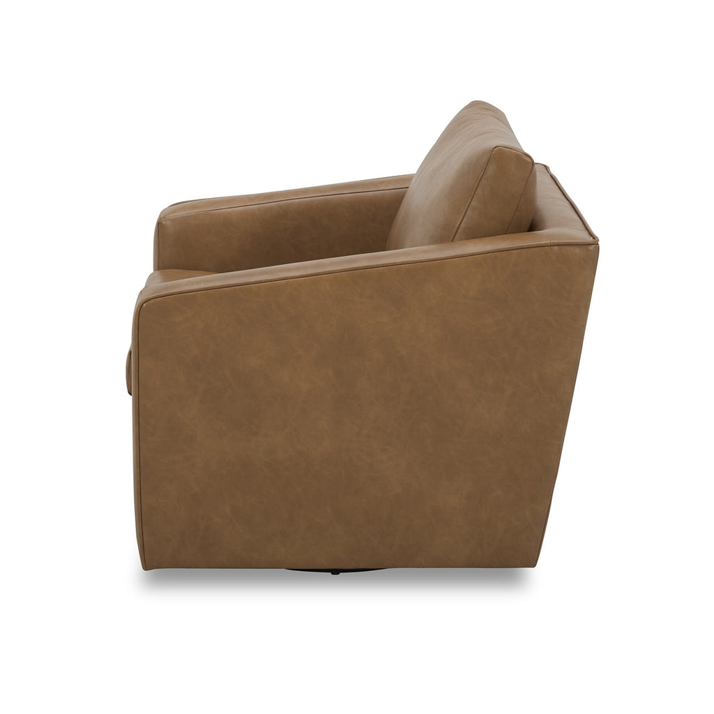  Steele Swivel Accent Chair, Camel Faux Leather