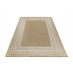  5'x7' Beige Border & Striped Reversible Indoor/Outdoor Rug