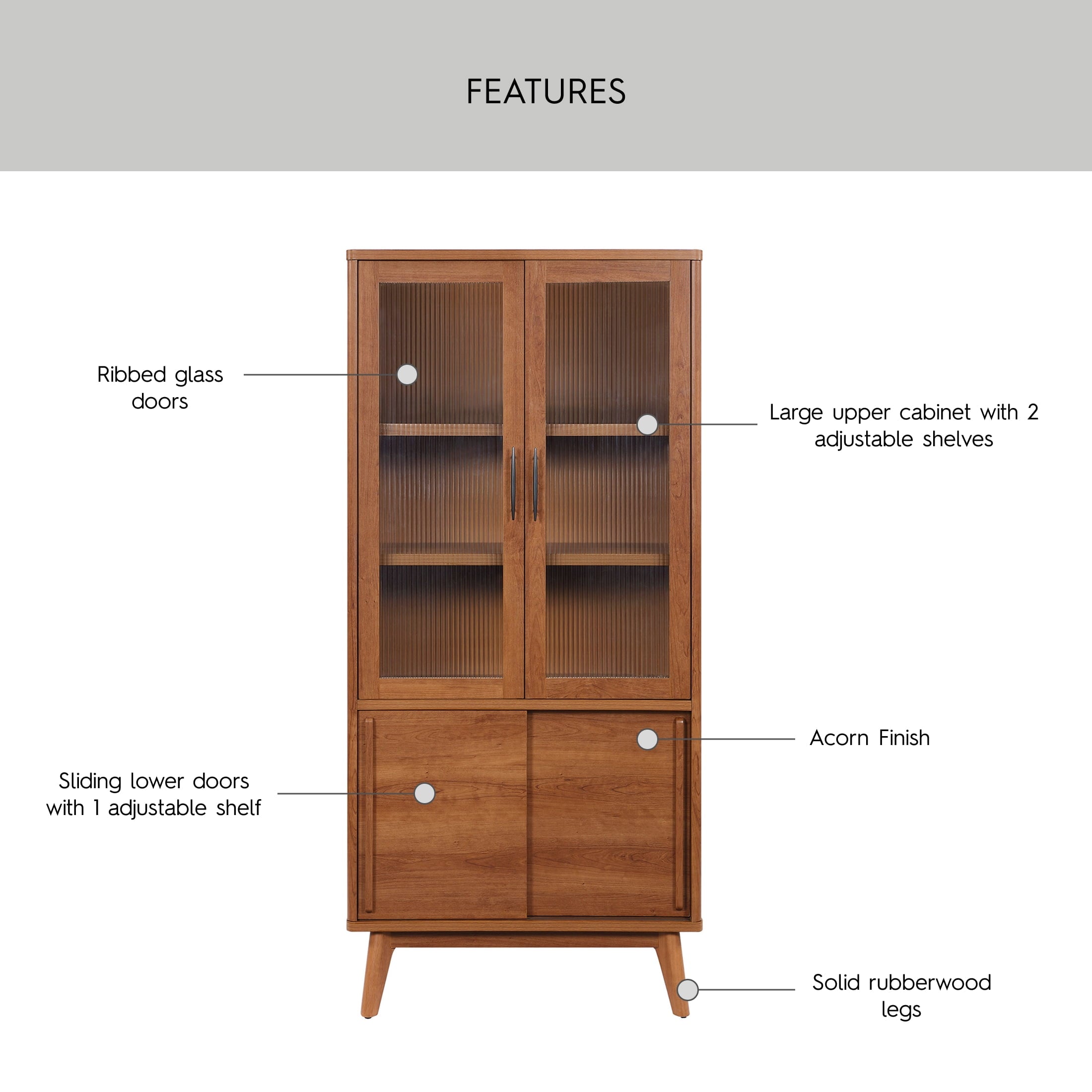  Greyson China Cabinet, Acorn Finish