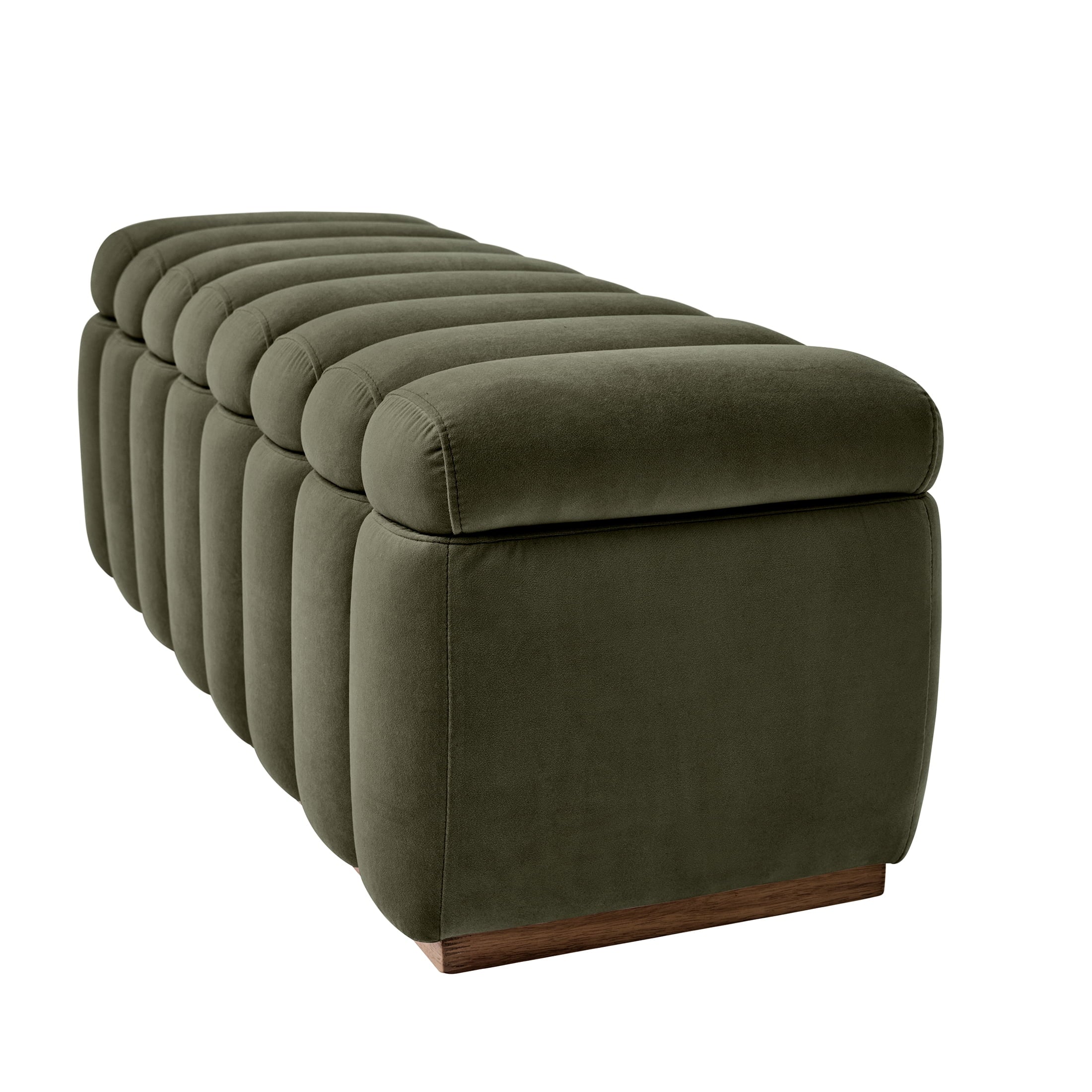  47.24" Lillian Channel Tufted Bench, Olive Velvet