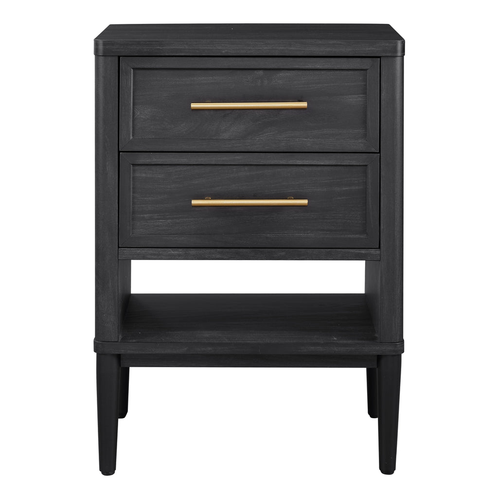 (2 pack)  Oaklee 2-Drawer Nightstand, Charcoal Finish